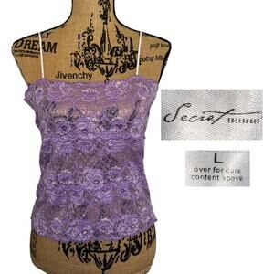 Secret Treasures Sheer Lace Cami Purple Size Large Trendy Trashy Y2k Romantic